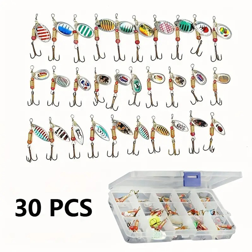 30pcs Metal Spoon Spinner Fish - Fishing Hook Treble ulasan dan harga